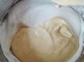 拌匀的面糊倒回蛋白霜中