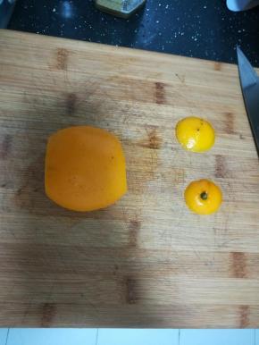 柠檬沥干水分，两头切掉。