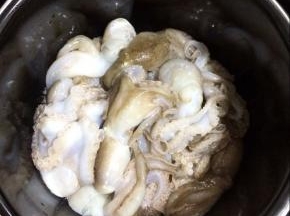 将处理好的八爪鱼放入高压锅锅胆中