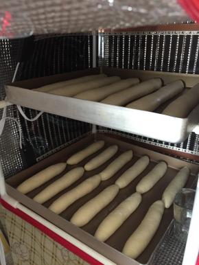 放36度左右环境中进行第二次发酵，同时放杯热水，发60-90分钟
发酵快完成时，烤箱上下火210度预热