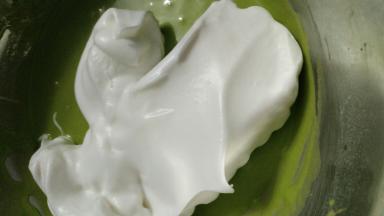 忘记拍图，补一张取三分之一蛋白霜与蛋黄糊混合状态