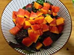 最后倒入木瓜拌匀即可使用