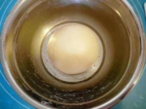 面团揉光滑放盆里盖保鲜膜发酵