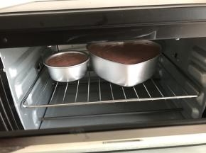 倒入干净的模具里，垂直震2下去气泡（双手端起离台面约4cm高松手垂直平稳跌落）
送入预热好的烤箱，（混合面糊时可以打开烤箱预热）中层上下火140度50分钟