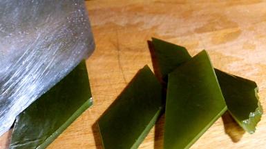 海带洗净切块备用