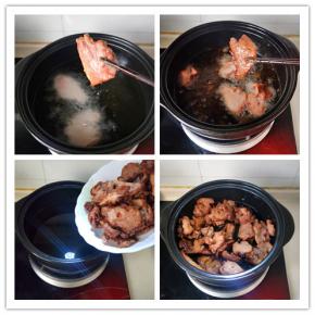 油面完全平静，有少许烟冒起，将肉分次下入复炸，炸至有斑驳的焦红色，捞出控油。