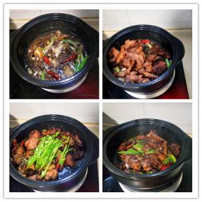 中火熬至糖醋汁有些粘稠，随后倒入肉片，和青椒丝，大火快速挂汁出锅。