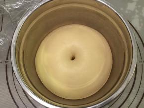 手沾面粉插入面团，不塌陷不回缩即发酵完成