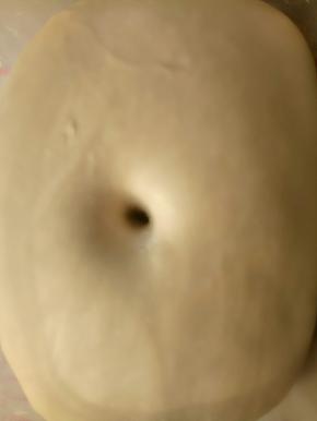 发酵好以后，手指粘面粉在中间扎个眼，不回缩不塌陷就是发好了。