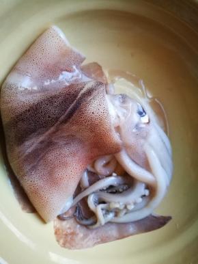 新鲜鱿鱼洗净