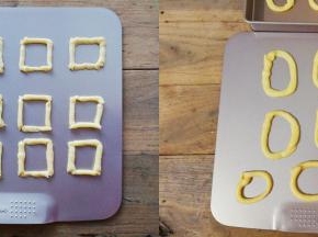 把面糊挤入烤盘中，形状随意，自由发挥