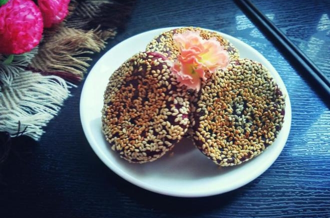 芝麻紫薯煎饼