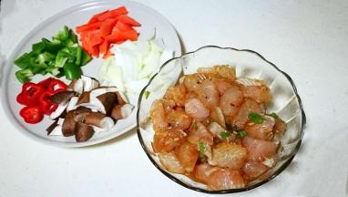 青椒胡萝卜洋葱香菇切成小丁 红辣椒切成椒圈