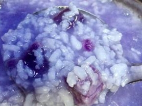 15分钟后已经米饭开始粘稠了，紫薯也煮的有些耙了