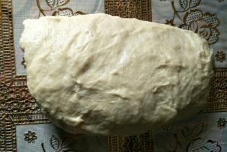 揉好的面团发酵两倍大后，取出按压排气