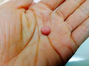 把红色面团捏成颗颗小球