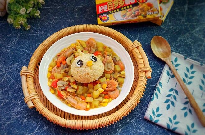小鸡海鲜咖喱饭