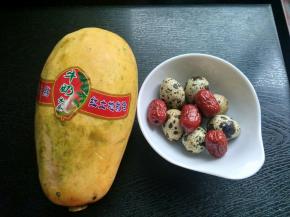 准备木瓜，红枣，鹌鹑蛋。