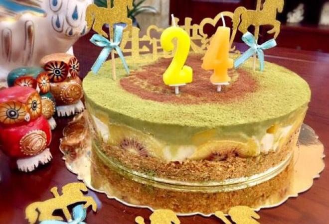 抹茶双味芝士生日蛋糕