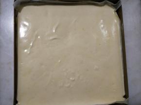 倒入垫有油纸的金盘，表面刮平，震模。