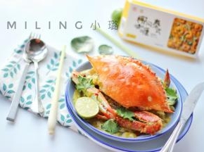 出锅装盘装饰下，蟹壳盖上