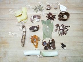 肉压两天以后，开始准备材料，如图