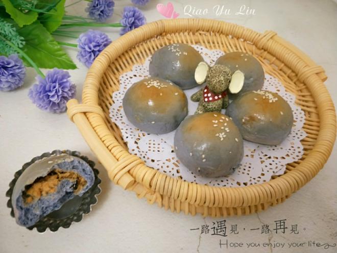 蝶豆花肉松小餐包