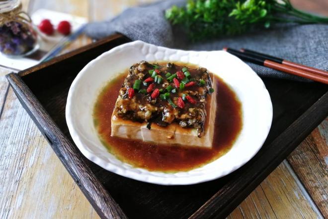 橄榄肉末蒸豆腐