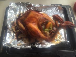 在25分钟时拿出，翻个面继续烤