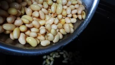 慢炖锅中加清水 倒入黄豆