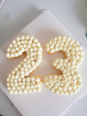 180克 淡奶油加入糖打发 成裱花状， 然后装入自己喜欢的裱花嘴 。一层蛋糕片一层淡奶油 这样 挤好。