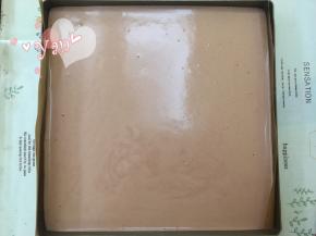 把面糊倒入烤盘中，用刮刀抹平，放入烤箱，165度烤20分钟；