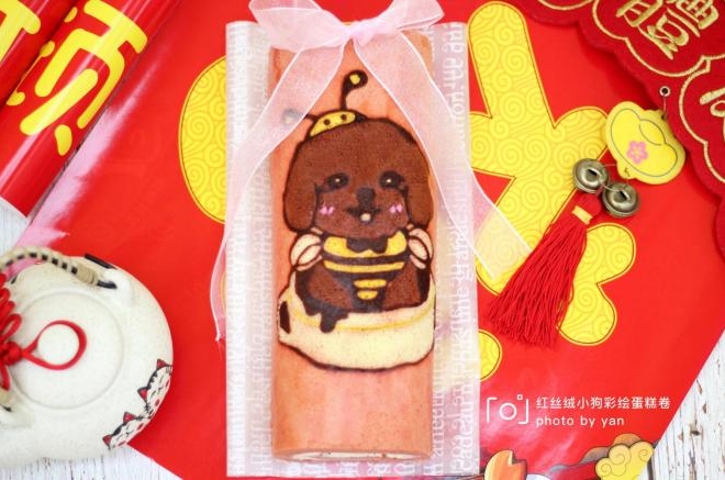 红丝绒小狗彩绘蛋糕卷