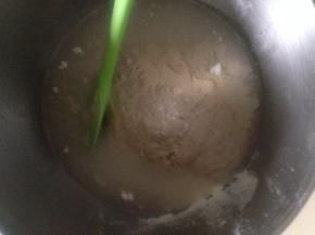 所有的材料放到搅拌缸 黑麦种也加入其中