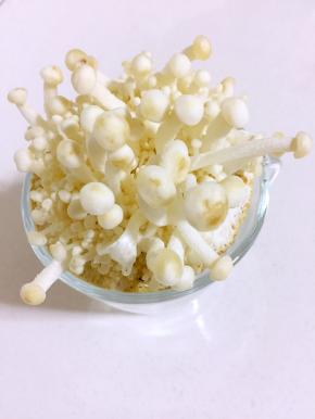 十天左右金针菇就会长出来啦。等再长长一点就可以剪下来吃啦。