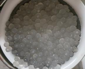 至西米看不见白点即可。煮好的西米用凉水冲一遍会更Q弹。