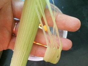 西芹剥去丝。