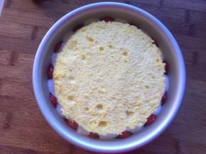 倒入模具中，再放上一片蛋糕，再倒入慕斯液，