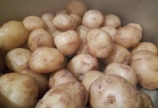 蒸好的土豆凉一下，太烫，剥皮不方便