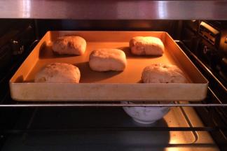 放入烤箱中进行二次发酵，开启烤箱发酵功能，发酵温度设定35度，记得在烤箱底层放一碗温水增加湿度，面团发酵至两倍大。