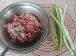 准备牛肉馅、葱姜。