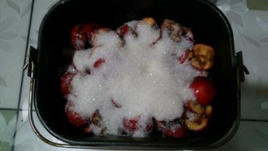 所有材料投入面包机，开果酱程序，1个小时就好了很轻松吧