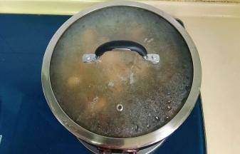 加盖大火煮开转小火慢慢炖煮，大约一个小时左右，煮至汤汁浓稠鸭肉酥烂