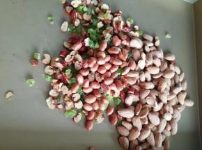 先加果仁进糖浆，因为果仁圆的易滑，趁着有温度易混合。最后关火加上炸好的面条搅拌