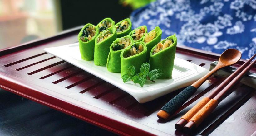 菠菜汁合菜卷饼