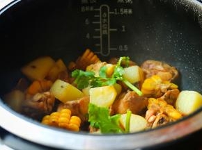 菜好了，打开盖子，香气扑鼻而来，放入香菜点缀一下，是不是超级漂亮。