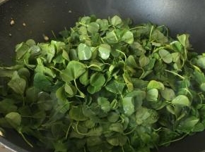 热锅热油放入金花菜