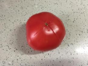 番茄洗净，表面上切“十”字刀口