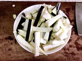 茄子洗净切长条状