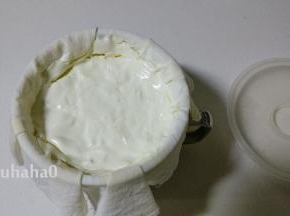 过滤几个小时后，明显的看到酸奶减少了，实际上就是乳清虑出来了